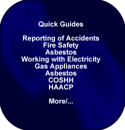 See our Quick Guides on Reporting of Accidents, display screen equipment, Fire Safety Order 2005, Asbestos, Lead, Providing First Aid, A Safe Working Environment, Employee Welfare and many more